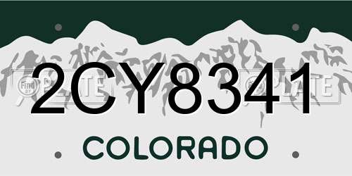 2CY8341 Colorado License Plate