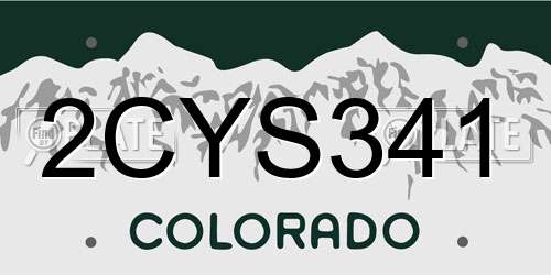 2CYS341 Colorado License Plate