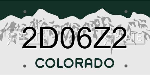 2D06Z2 Colorado License Plate