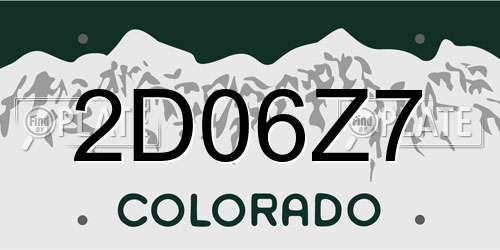 2D06Z7 Colorado License Plate