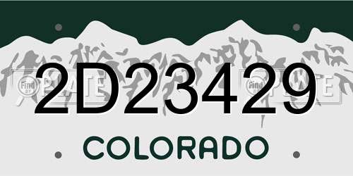 2D23429 Colorado License Plate