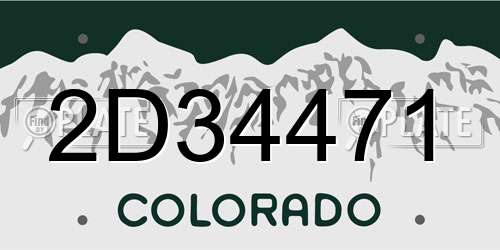 2D34471 Colorado License Plate