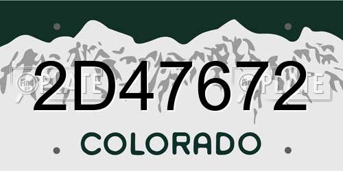 2D47672 Colorado License Plate