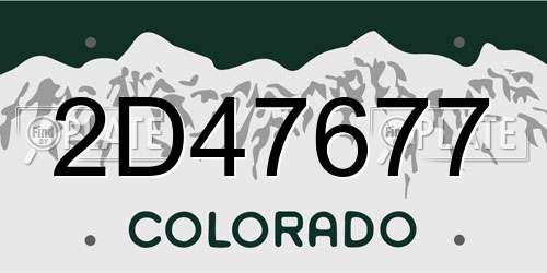 2D47677 Colorado License Plate