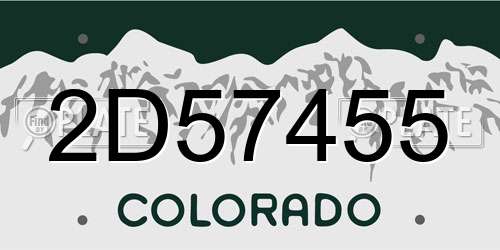2D57455 Colorado License Plate