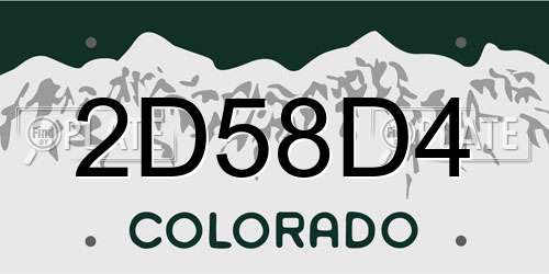 2D58D4 Colorado License Plate
