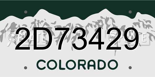 2D73429 Colorado License Plate