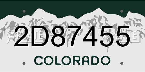 2D87455 Colorado License Plate