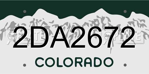 2DA2672 Colorado License Plate