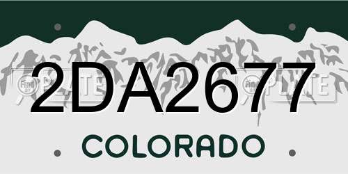 2DA2677 Colorado License Plate
