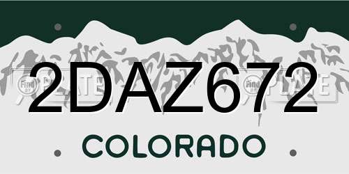 2DAZ672 Colorado License Plate