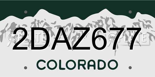 2DAZ677 Colorado License Plate