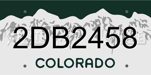 2DB2458 Colorado License Plate