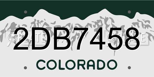 2DB7458 Colorado License Plate