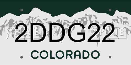 2DDG22 Colorado License Plate
