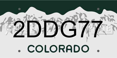 2DDG77 Colorado License Plate