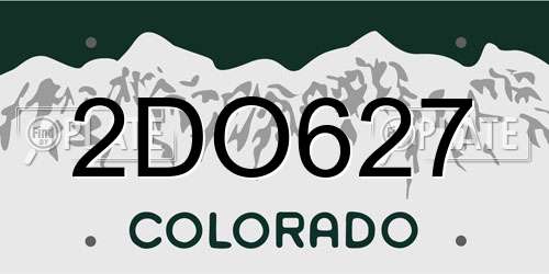 2DO627 Colorado License Plate