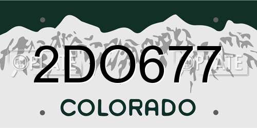 2DO677 Colorado License Plate