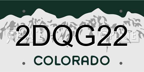 2DQG22 Colorado License Plate