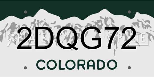 2DQG72 Colorado License Plate