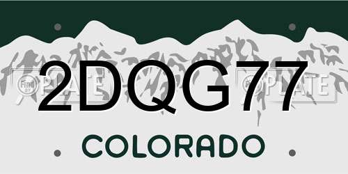 2DQG77 Colorado License Plate