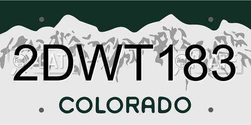 2DWT183 Colorado License Plate
