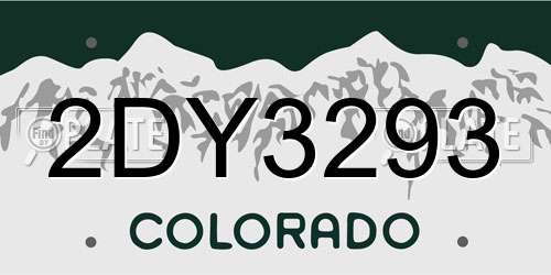 2DY3293 Colorado License Plate