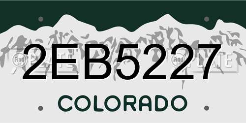 2EB5227 Colorado License Plate