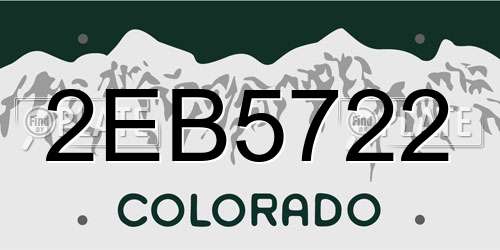 2EB5722 Colorado License Plate