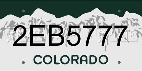 2EB5777 Colorado License Plate