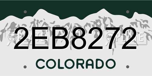 2EB8272 Colorado License Plate