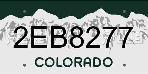 2EB8277 Colorado License Plate