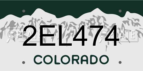 2EL474 Colorado License Plate