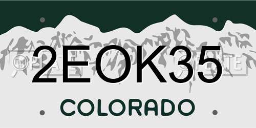 2EOK35 Colorado License Plate