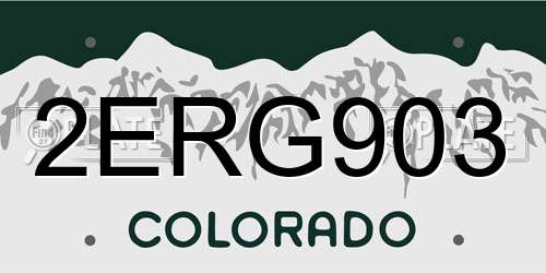 2ERG903 Colorado License Plate