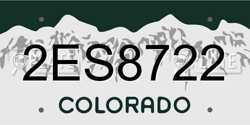 2ES8722 Colorado License Plate