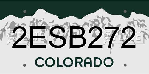 2ESB272 Colorado License Plate