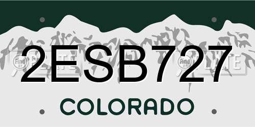 2ESB727 Colorado License Plate