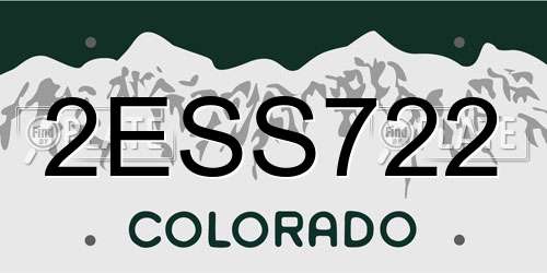 2ESS722 Colorado License Plate