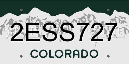 2ESS727 Colorado License Plate