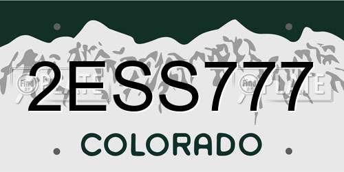 2ESS777 Colorado License Plate