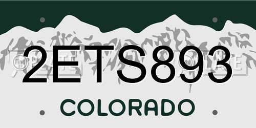 2ETS893 Colorado License Plate