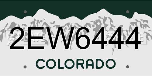 2EW6444 Colorado License Plate