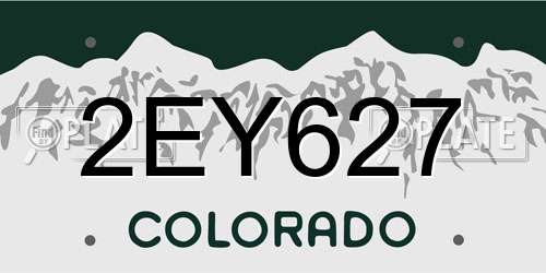 2EY627 Colorado License Plate