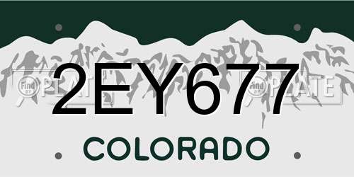2EY677 Colorado License Plate