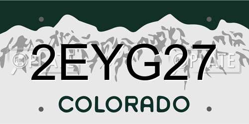 2EYG27 Colorado License Plate