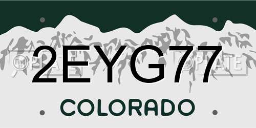 2EYG77 Colorado License Plate