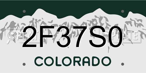 2F37S0 Colorado License Plate