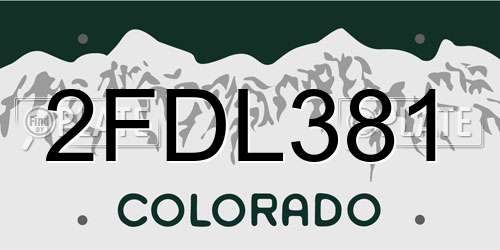 2FDL381 Colorado License Plate