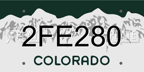2FE280 Colorado License Plate